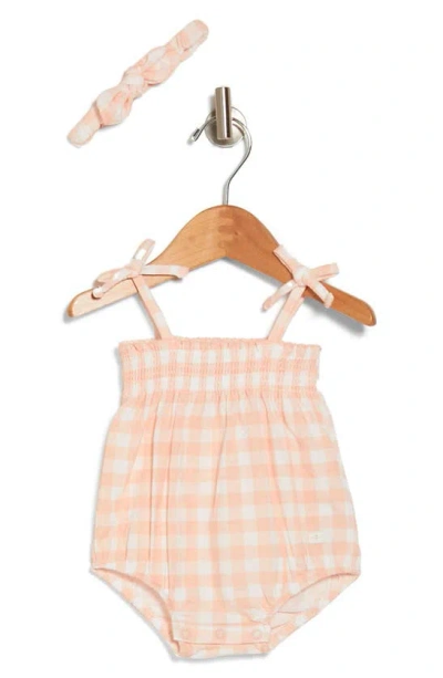 7 For All Mankind Babies' Bubble Knit Romper & Headband Set In Peachy