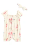 7 For All Mankind Babies'  Bubble Romper & Headband In Antique White