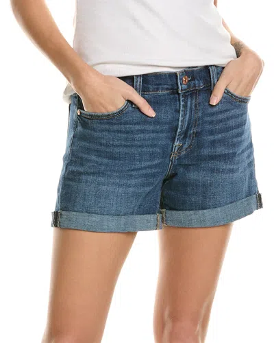 7 For All Mankind Burbank Twill Vintage Roll-up Short Jean In Multi