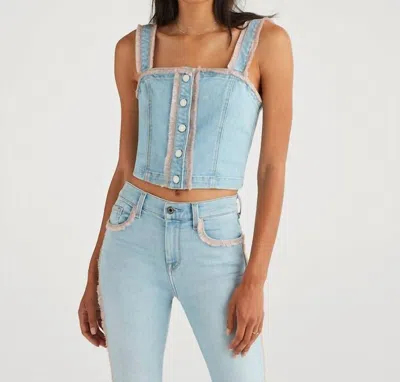 7 For All Mankind Bustier Top In Pale Blue Wash