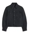 7 For All Mankind Embellished Twisted Seam Denim Jacket In Black