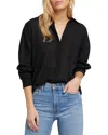 7 For All Mankind Voile Button-front Shirt In Black