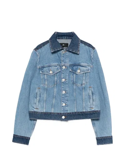 7 For All Mankind Buttoned Denim Jacket In Blue