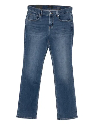 7 For All Mankind Buttoned Straight-leg Jeans In Blue