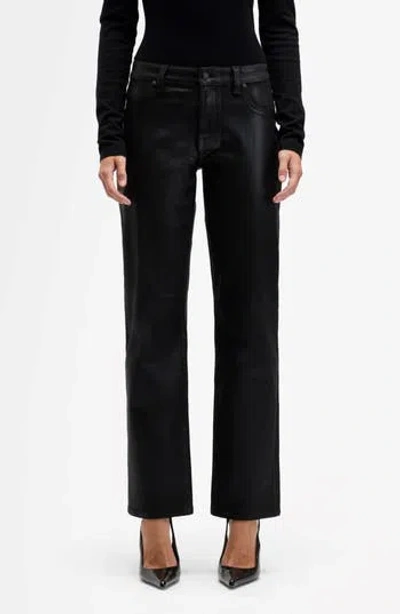 7 For All Mankind Calie Coated Mid Rise Straight Leg Jeans In Black