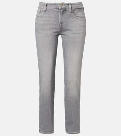 7 For All Mankind Calie Cropped Straight Jeans In Gray