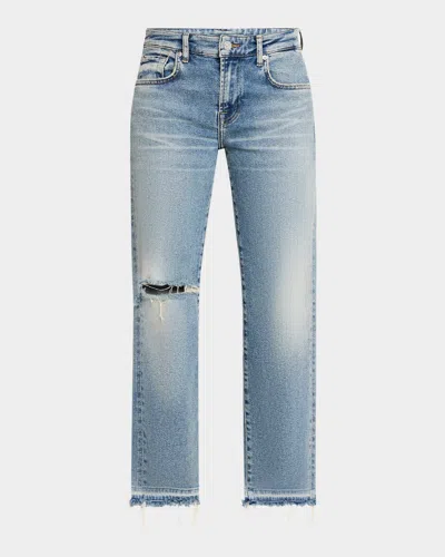 7 For All Mankind Calie Distressed Straight Ankle Jeans In Shore Break