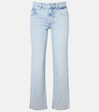 7 For All Mankind Calie Embellished Straight Jeans In Blue
