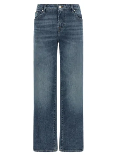 7 For All Mankind Blue Straight High Rise Jeans