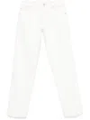 7 For All Mankind Womens Cropped Frayed Hem Straight Leg Jeans In White
