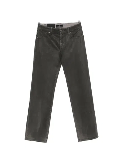 7 For All Mankind Calie Logo-patch Straight Jeans In Gray