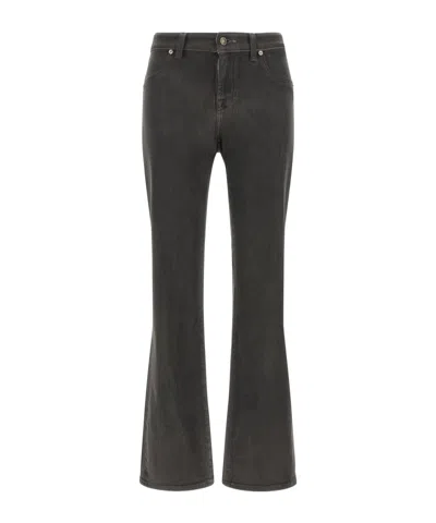 7 For All Mankind Calie Logo-patch Straight Jeans In Gray