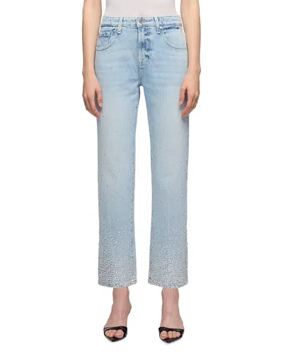 7 For All Mankind Calie Mid Rise Straight Ankle Jeans In Luminous Blue