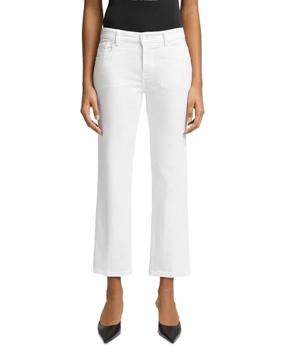 7 For All Mankind Calie Mid Rise Straight Ankle Jeans In Soleil In White