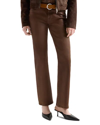 7 For All Mankind Calie Mid Rise Straight Jeans In Coating Cognac In Animal Print