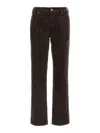 7 For All Mankind Trousers Featuring Belt Loops And Corduroy Texture In Brown