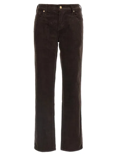 7 For All Mankind Calie Straight Mid-rise Cotton-blend Velvet Straight Pants In Brown