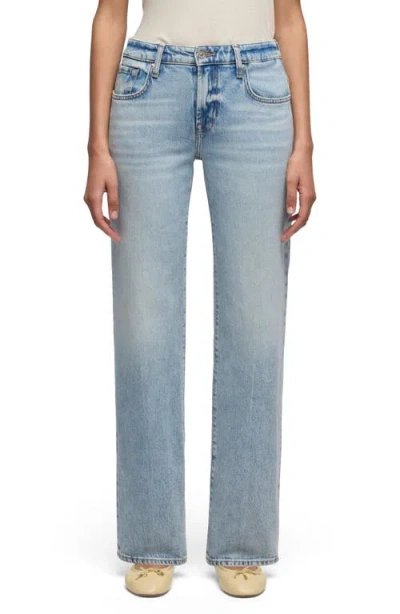 7 For All Mankind Calie Shadow Pocket Mid Rise Straight Leg Jeans In Blue