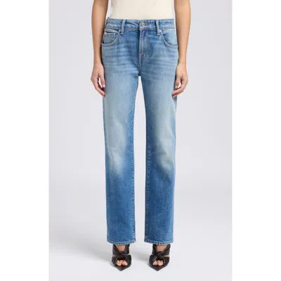 7 For All Mankind Calie Shadow Pocket Mid Rise Straight Leg Jeans In Blue