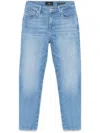 7 For All Mankind Sky Blue Calie Straighnt Cropped Jeans In Blue