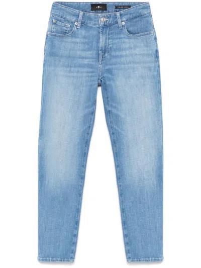 7 For All Mankind Calie Straighnt Cropped Jeans In Blue