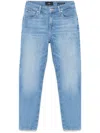 7 For All Mankind Sky Blue Calie Straighnt Cropped Jeans In Clear Blue