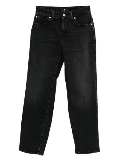 7 For All Mankind Calie Straight Ankle Bottom In Black
