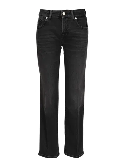 7 For All Mankind Faded Five-pocket Jeans Pants In Black