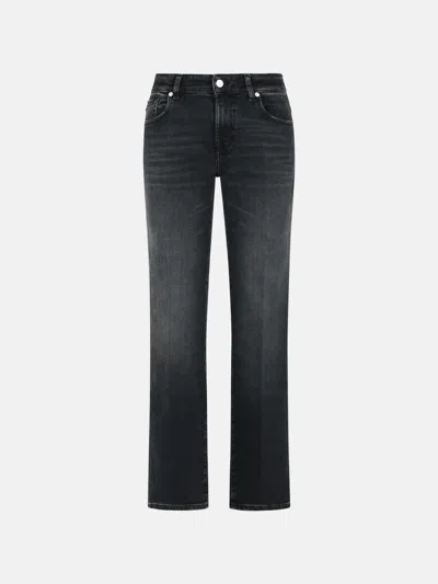 7 For All Mankind Kids' 'calie Straight' Black Cotton Blend Jeans