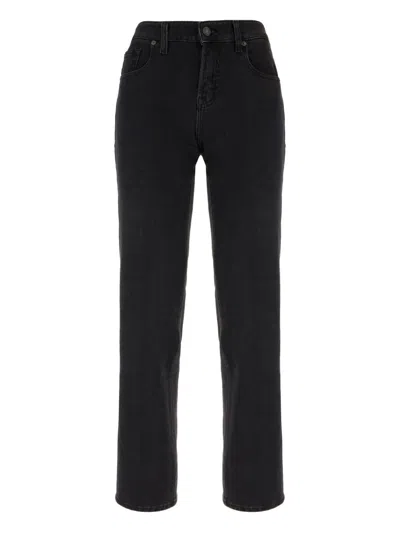 7 For All Mankind Five-pocket Stretch Denim Tapered Trousers In Black