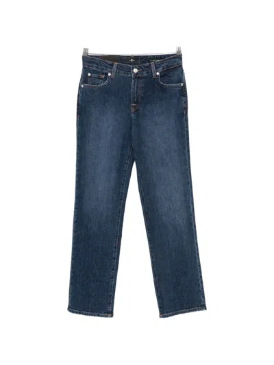 7 For All Mankind Calie Straight Denim Jeans In Blue