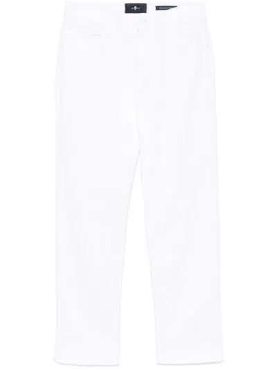7 For All Mankind Calie Straight Denim Jeans In White