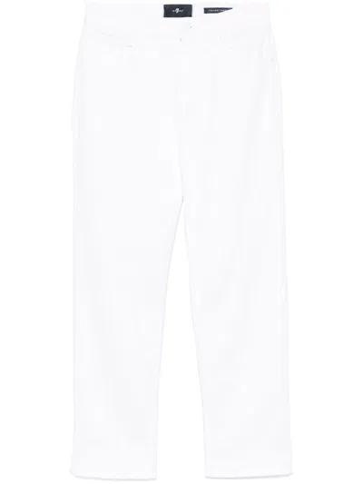 7 For All Mankind Calie Straight Denim Jeans In White