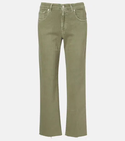 7 For All Mankind Calie Straight Ankle Jeans Army In Green