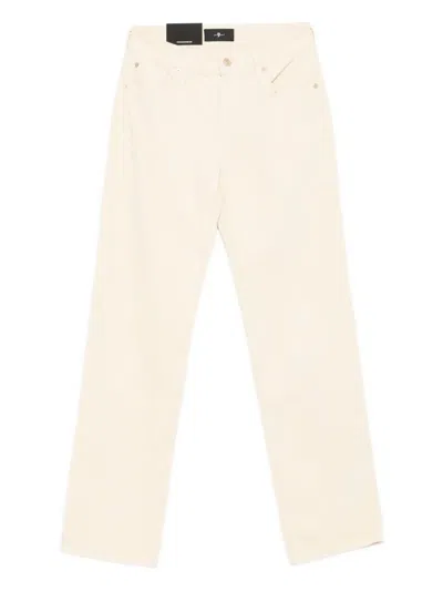 7 For All Mankind Calie Straight Leg Corduroy Pants In White