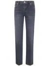 7 For All Mankind Calie Straight Leg Stormwave Denim Trousers In Gray