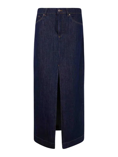 7 FOR ALL MANKIND FALDA SEMILARGA - AZUL