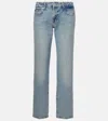 7 For All Mankind Womens Amuse Me Lotta Flared Straight-leg Mid-rise Stretch-denim Blend Jeans In Blue