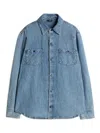 7 For All Mankind Light Blue Cotton Shirt With Classic Collar