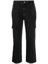 7 For All Mankind Logan Cargo Cropped Straight Jeans In Black