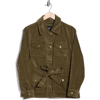 7 For All Mankind Chenille Belted Utility Jacket In Green