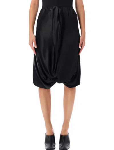 7 For All Mankind Cinch Hem Draped Gathered Mini Dress In Black