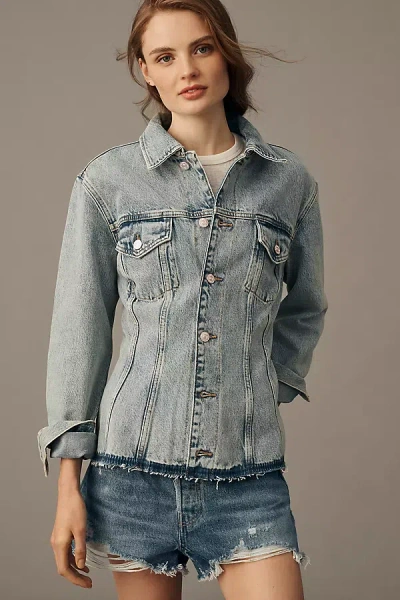 7 For All Mankind Cinched Denim Jacket In Blue