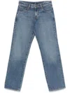 7 For All Mankind Light Wash Straight-leg Jeans With Classic Five-pocket Design In Blue
