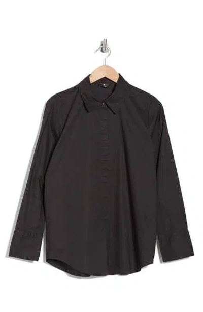 7 For All Mankind Classic Button Front Shirt In Black