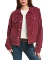 7 For All Mankind Corduroy Crop Trucker Jacket In Red