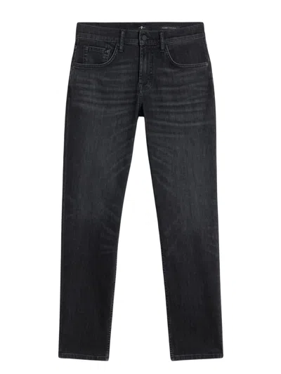 7 For All Mankind Classic Cotton Denim Jeans With Belt Loops And Five Pockets In Black