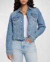 7 For All Mankind Women's Love Soul Stretch Denim Trucker Jacket In Love Soul