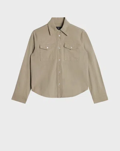 7 For All Mankind Classic Shirt Comfort Twill Military In Neutral