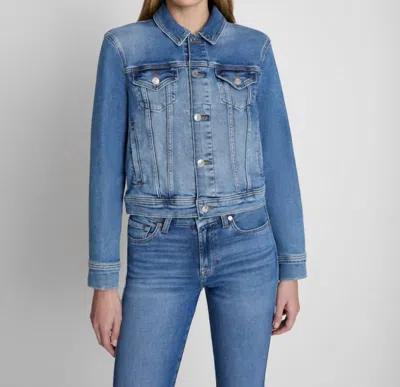 7 For All Mankind Classic Trucker Jacket In Color:luxe Vintage Lyme In Multi